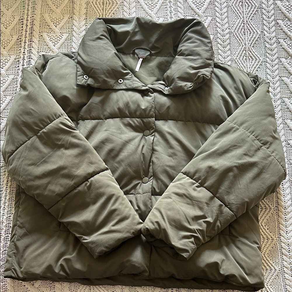 Free People Green Puffer Jacket